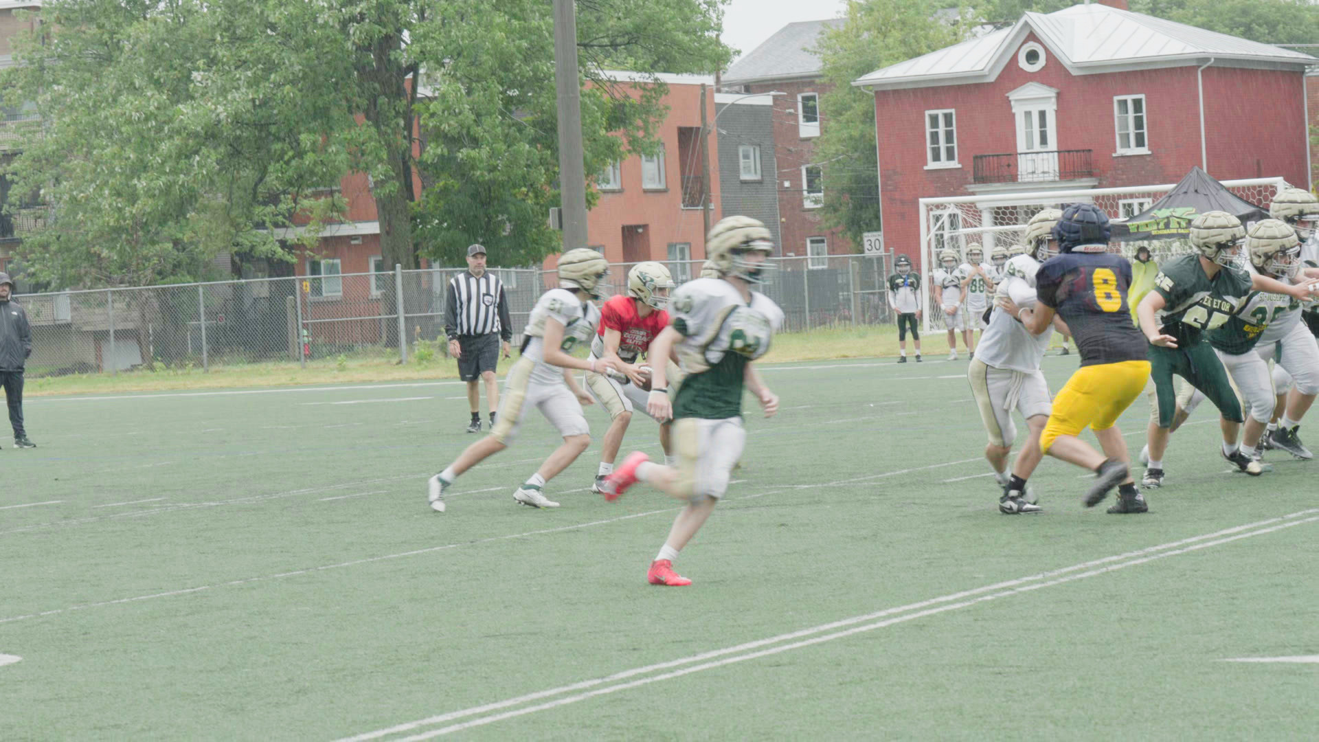 The same football frame rendered through the full ACES 2.0 pipeline, the reference the LUT is measured against